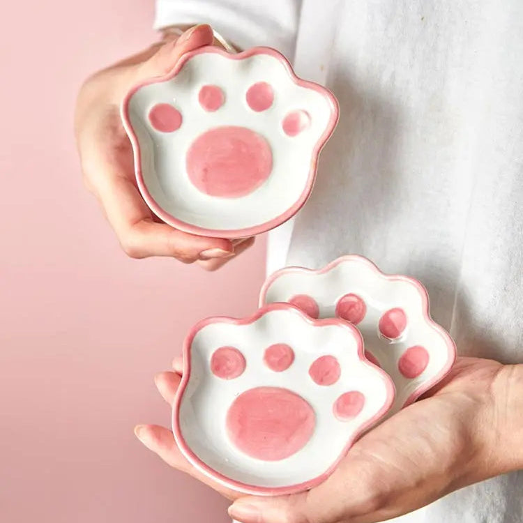 Pink Ceramic Cat Paw Sauce Dish