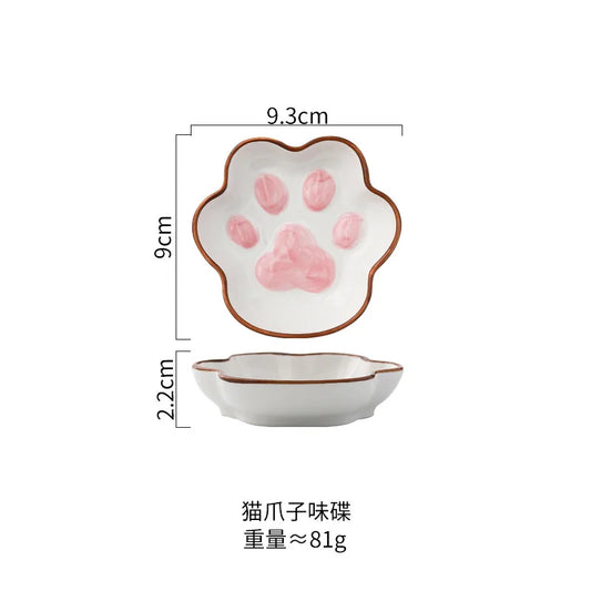 Pink Ceramic Cat Paw Sauce Dish