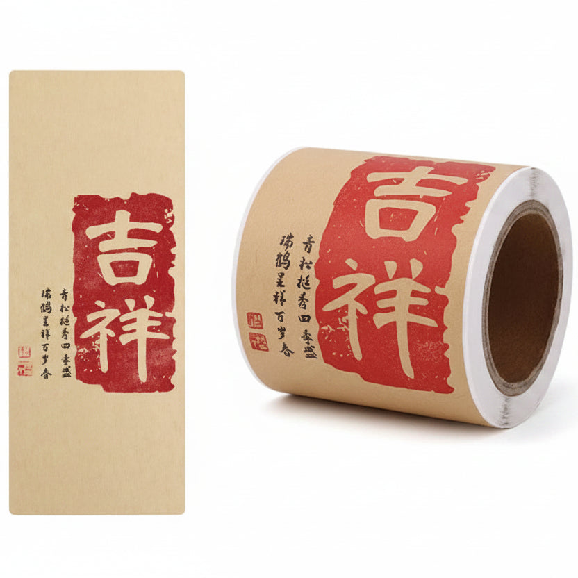 Chinese Good Luck Seal Sticker Roll of 50