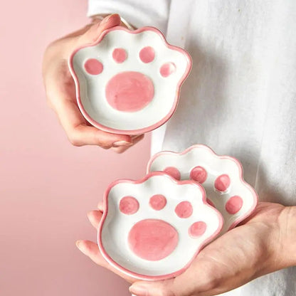 Pink Ceramic Cat Paw Sauce Dish