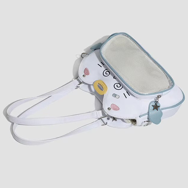 PU Leather Cat Trapezoid Ita Crossbody Bag