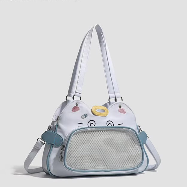 PU Leather Cat Trapezoid Ita Crossbody Bag