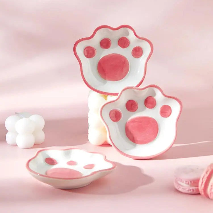 Pink Ceramic Cat Paw Sauce Dish