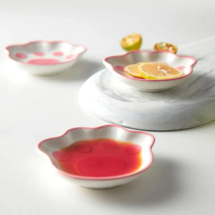 Pink Ceramic Cat Paw Sauce Dish