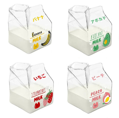 350ml Fruit Themed Heat Resistant Milk Carton Glass