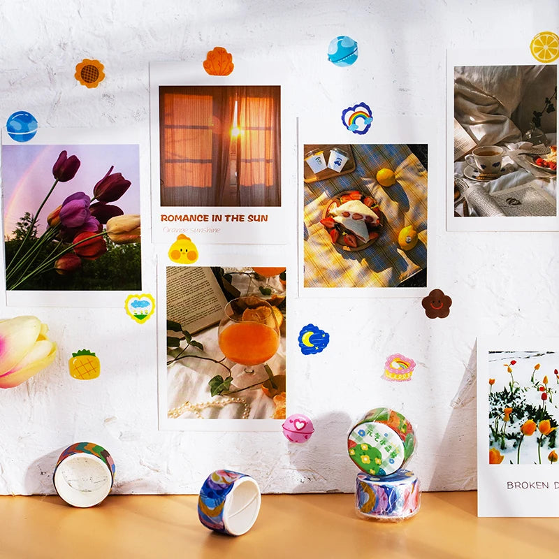 [COLENTH Selected] Elementary 100pcs/roll Kawaii Cartoon Washi Tape Decorative Adhesive Dot Masking Tape Stickers Scrapbooking DIY Stationery Tape
