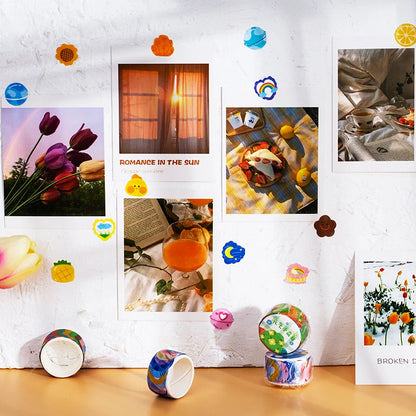 [COLENTH Selected] Elementary 100pcs/roll Kawaii Cartoon Washi Tape Decorative Adhesive Dot Masking Tape Stickers Scrapbooking DIY Stationery Tape