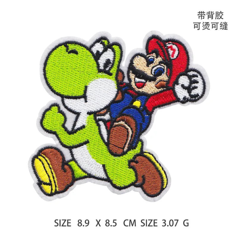 Mario and Yoshi Embroidered Iron-On Patch