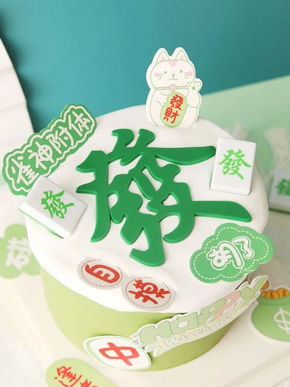 Party Deer 發 (Prosperity) Traditional Chinese Mahjong Cake Decoration