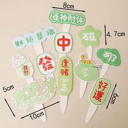 Party Deer 發 (Prosperity) Traditional Chinese Mahjong Cake Decoration