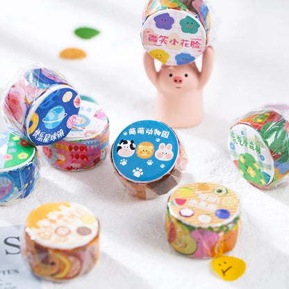 [COLENTH Selected] Elementary 100pcs/roll Kawaii Cartoon Washi Tape Decorative Adhesive Dot Masking Tape Stickers Scrapbooking DIY Stationery Tape