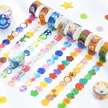 [COLENTH Selected] Elementary 100pcs/roll Kawaii Cartoon Washi Tape Decorative Adhesive Dot Masking Tape Stickers Scrapbooking DIY Stationery Tape