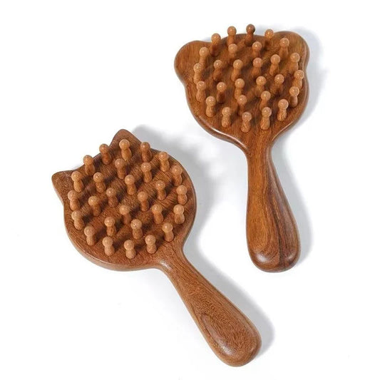 Cat Shaped Sandalwood Scalp Massaging Comb