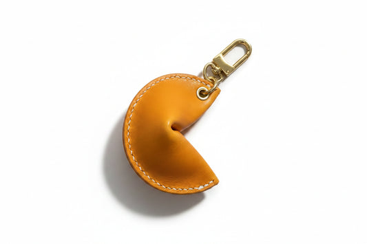 Leather Fortune Cookie Keychain