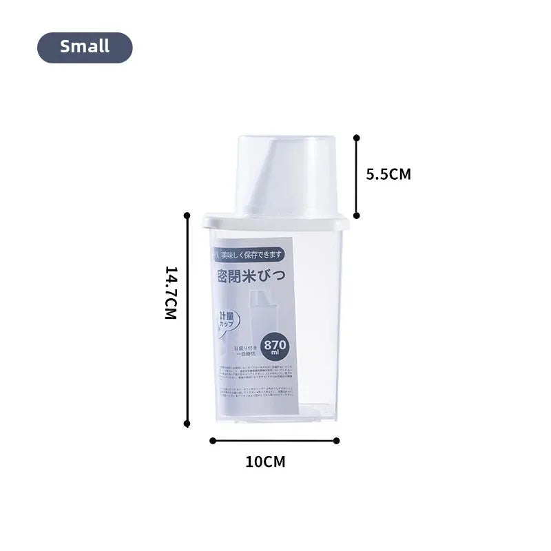 密閉米びつ (Airtight Rice Container) with Integrated Measuring Cup