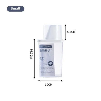 密閉米びつ (Airtight Rice Container) with Integrated Measuring Cup