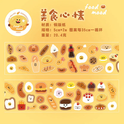 YuXian (语闲) Food Mood Themed Rolls with Die-Cut Stickers