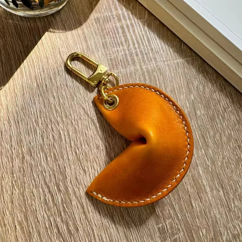 Leather Fortune Cookie Keychain