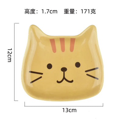 Japanese Ceramic Cartoon Cat Plate 6 Inches Cute Cat Face Snack Plate Children's Breakfast Cake Dish Home Kitchen Tableware