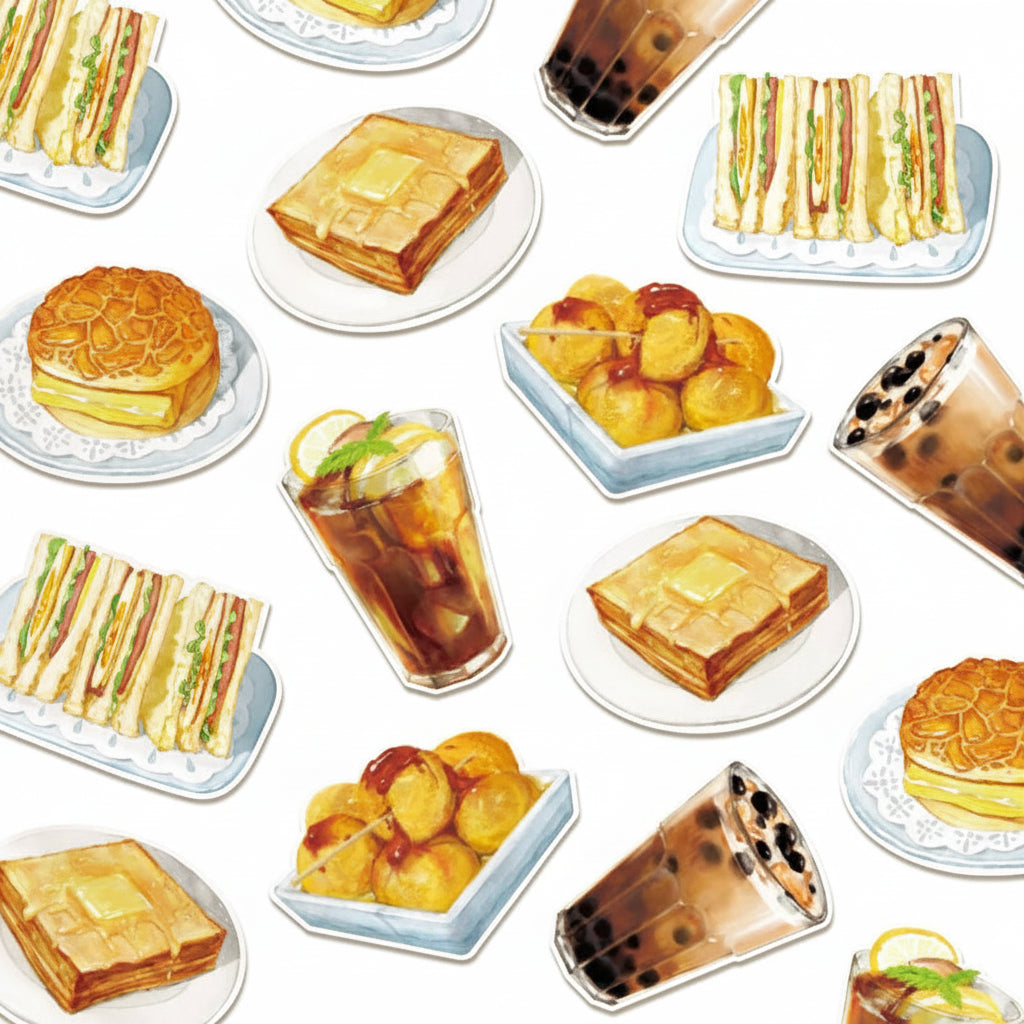 Watercolor Hong Kong Food Illustration Postcard Set
