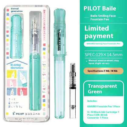 PILOT Transparent Kakuno Fountain Pen with 0.4-0.7mm Nib