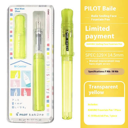 PILOT Transparent Kakuno Fountain Pen with 0.4-0.7mm Nib