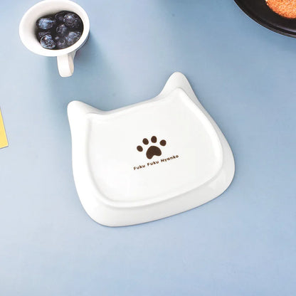 Japanese Ceramic Cartoon Cat Plate 6 Inches Cute Cat Face Snack Plate Children's Breakfast Cake Dish Home Kitchen Tableware