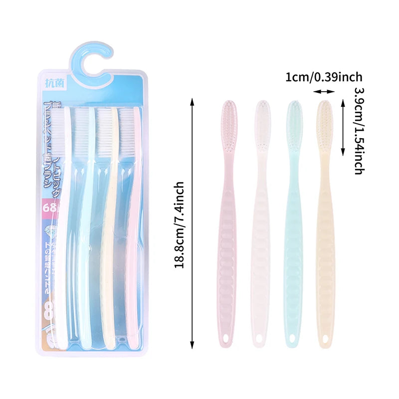 Soft Bristle and Long Handle Toothbrush Pack of 4
