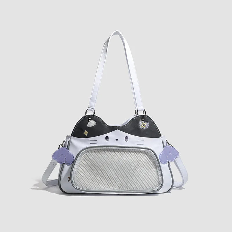 PU Leather Cat Trapezoid Ita Crossbody Bag
