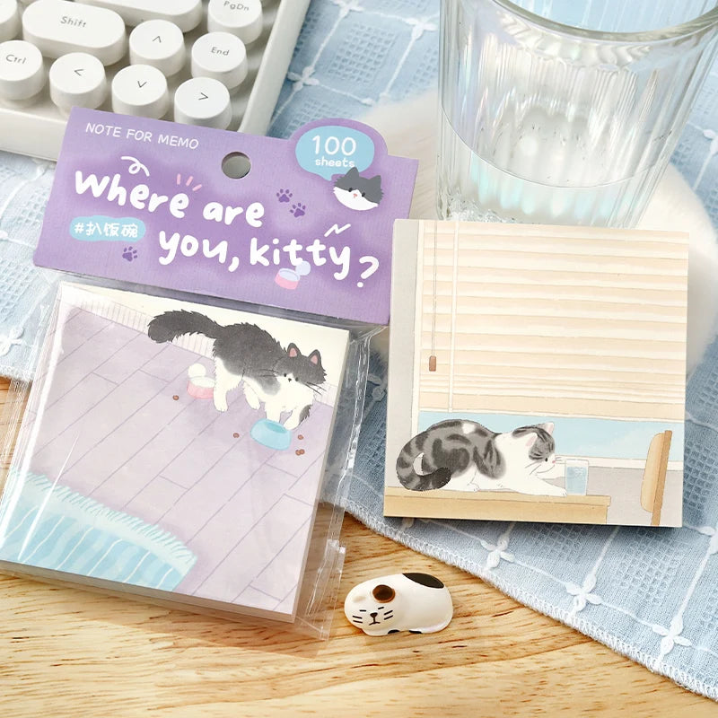 NOTE FOR 100 Sheet “Where are you, kitty?” Memo Pad