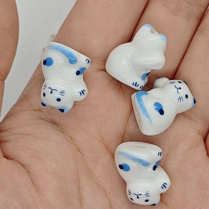 Ceramic Lucky Cat Bead Set of 4