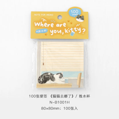 NOTE FOR 100 Sheet “Where are you, kitty?” Memo Pad