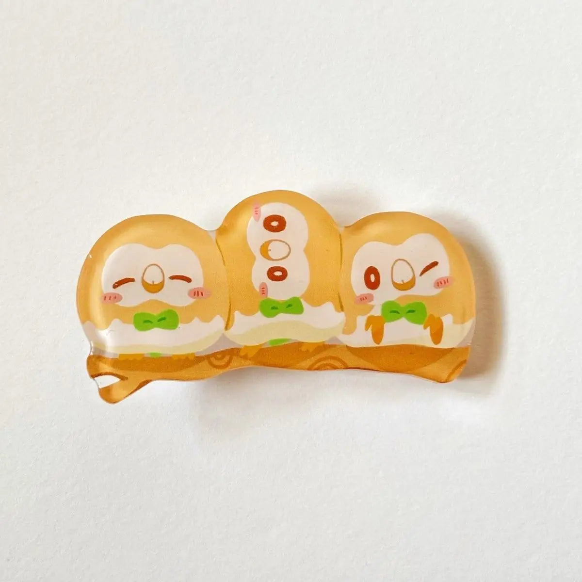 Pokémon acrylic hair clips: Popplio, Rowlet, Minccino fan-made merchandise hair clips and bangs clips.Cute, fun gift for friends