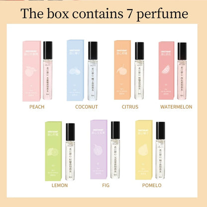 Niche Fresh Fruity Fragrance Mini Sample Perfume Gift Set 7*5ml Long Lasting Peach Coconut Originales High Quality for Women