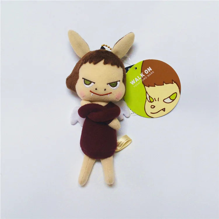 Yoshitomo Nara Walk On Exhibition Series Black Guard Angel Plush Keychain