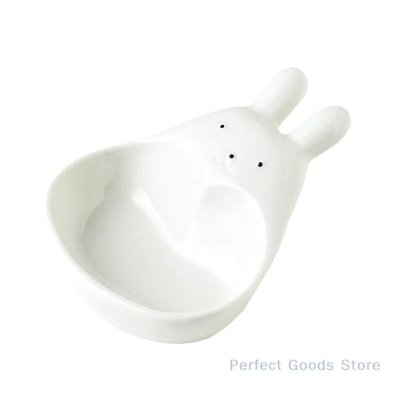 Super Cute Cartoon Rabbit Dipping Saucer Household Three-dimensional Ceramic Saucer Ketchup Snack Plate Vinaigrette White Rabbit