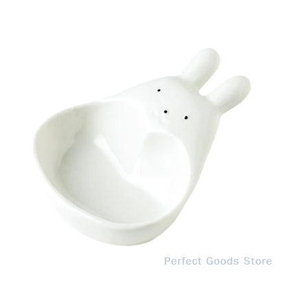 Super Cute Cartoon Rabbit Dipping Saucer Household Three-dimensional Ceramic Saucer Ketchup Snack Plate Vinaigrette White Rabbit