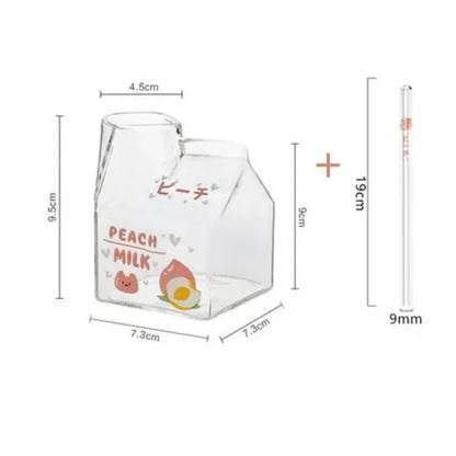 350ml Fruit Themed Heat Resistant Milk Carton Glass
