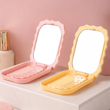 Versa. Q Pastel Cookie Folding Mirror with Comb