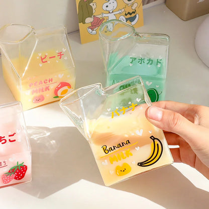 350ml Fruit Themed Heat Resistant Milk Carton Glass