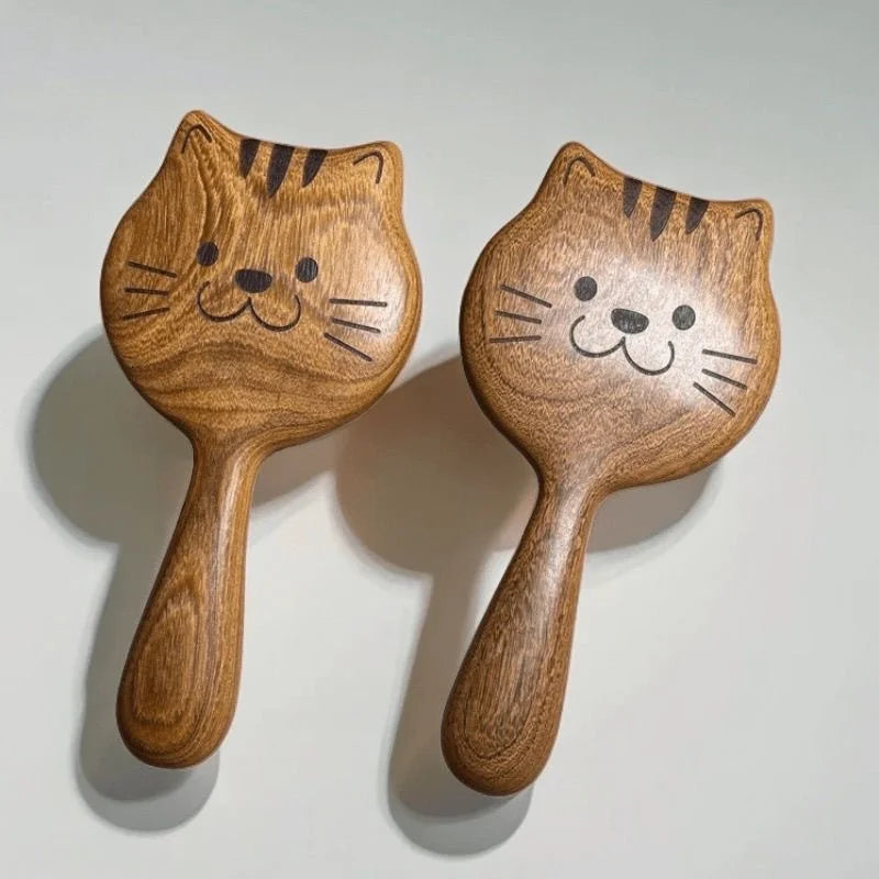 Cat Shaped Sandalwood Scalp Massaging Comb