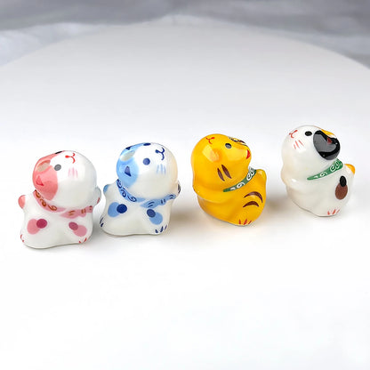 Ceramic Lucky Cat Bead Set of 4