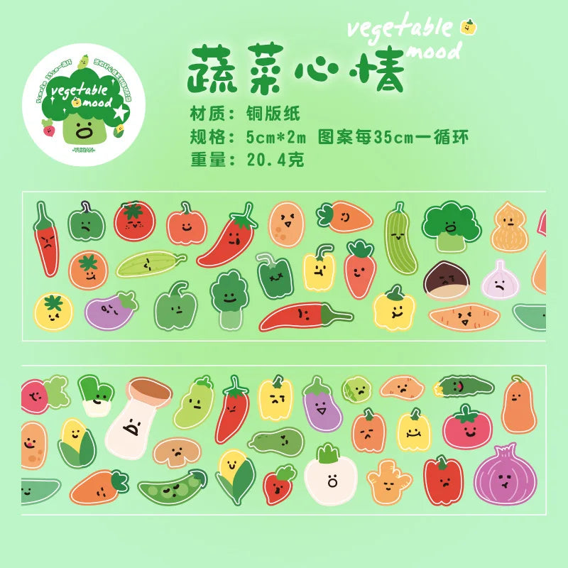 YuXian (语闲) Food Mood Themed Rolls with Die-Cut Stickers