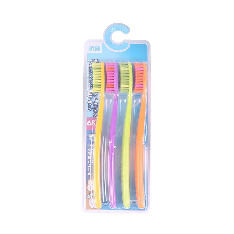 Soft Bristle and Long Handle Toothbrush Pack of 4