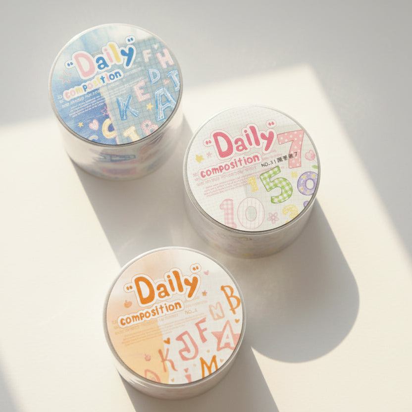 MUGUANG “Daily ‘Composition” Number and Letter Sticker Roll