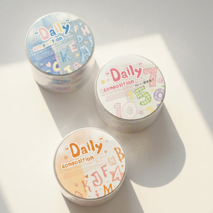 MUGUANG “Daily ‘Composition” Number and Letter Sticker Roll