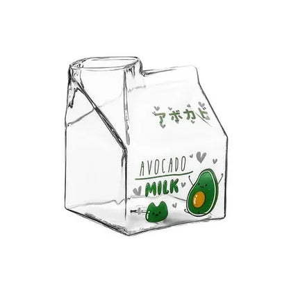 350ml Fruit Themed Heat Resistant Milk Carton Glass