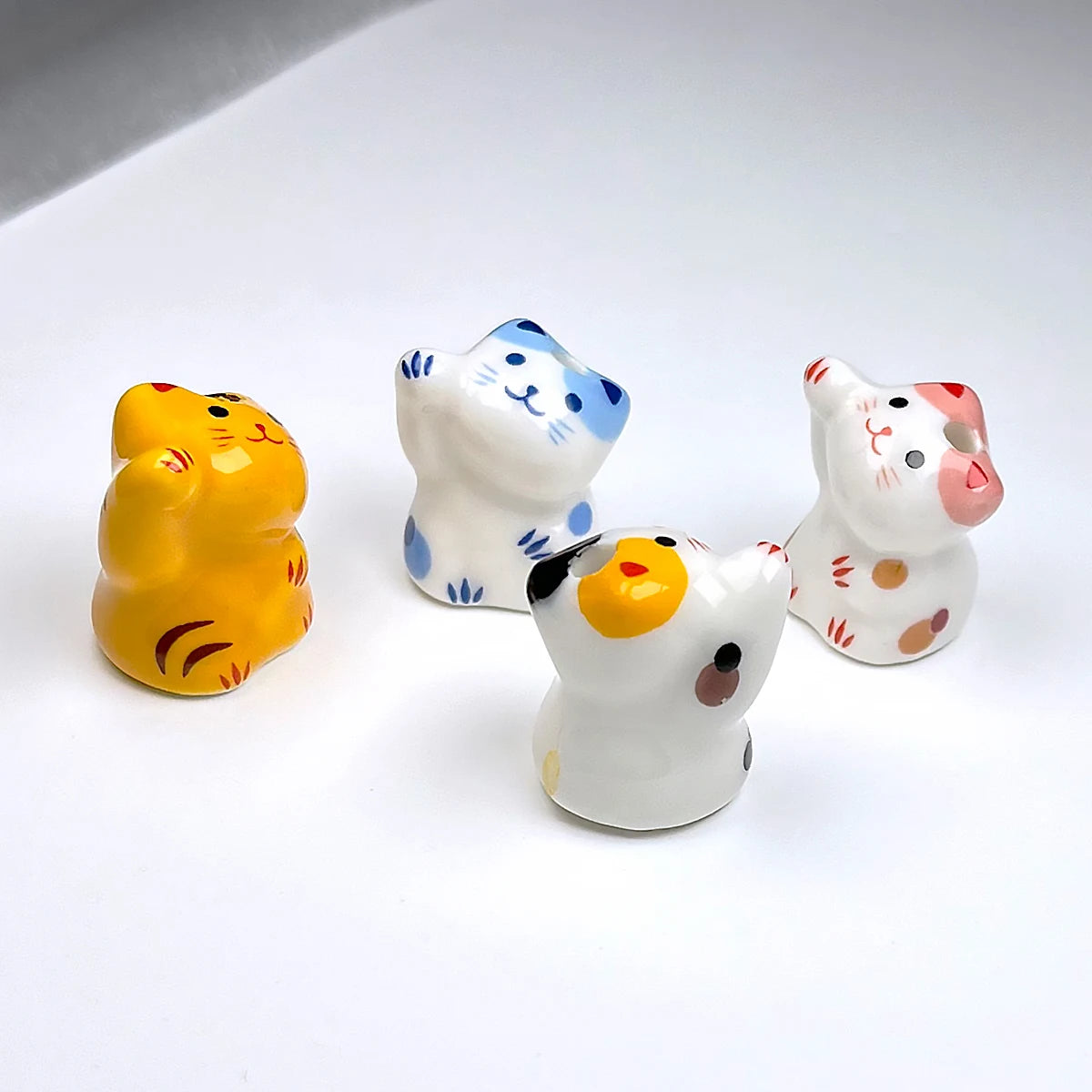 Ceramic Lucky Cat Bead Set of 4