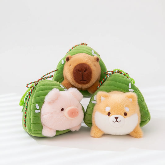 Zongzi Plush Toys Adorably Capybara Pig Shiba Inu Stuffed Doll Backpack Pendant Keychain Decor Toys Dragon Boat Festival Gifts