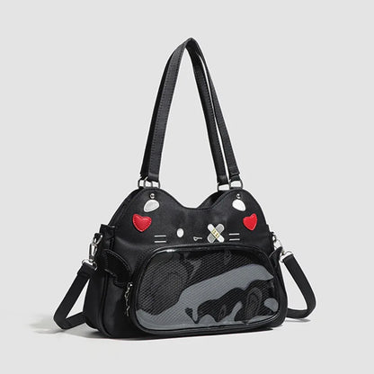 PU Leather Cat Trapezoid Ita Crossbody Bag